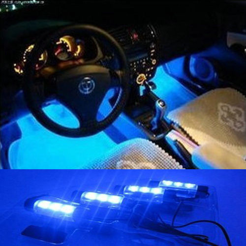 LEDが カーアクセサリー 光の雰囲気 屋内周囲の照明 フットライト 車 装飾照明 ブルーレイ