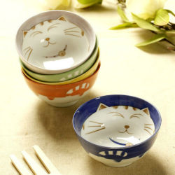 幸運の猫 色のボウル セット セラミックボウル 日本の 食器 クリエイティブボウル