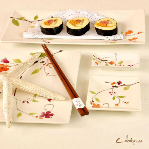寿司の食器  マット  手描き  4ピースのセット