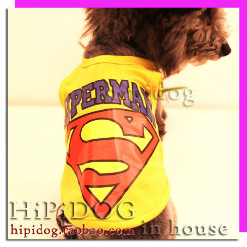 ペット服 小型犬服 新スーパーマン衣装 変身衣装 綿 Tシャツ テディ