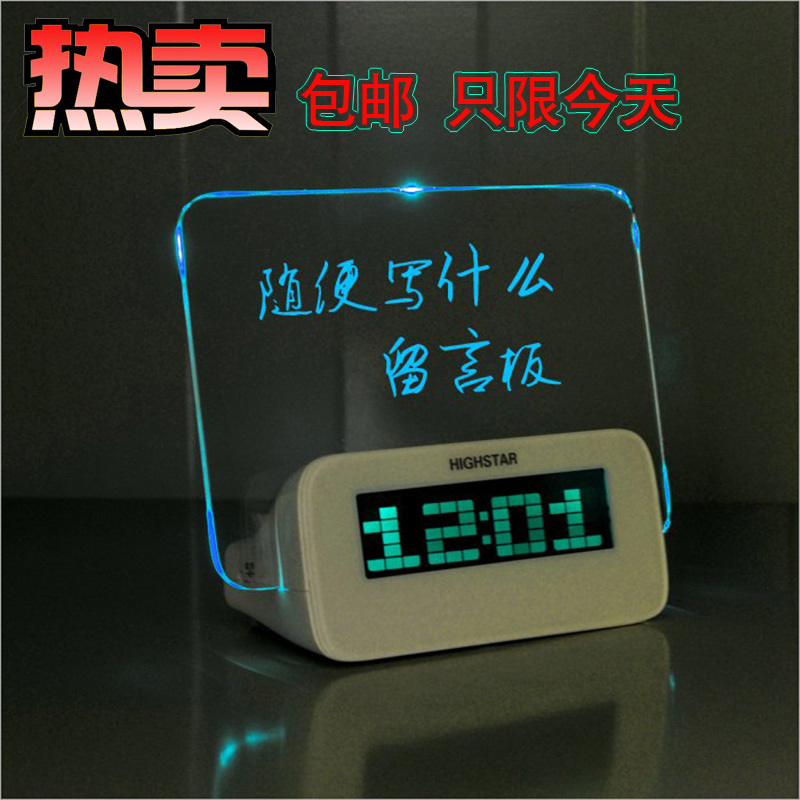 目覚まし時計 メッセージボード付きのクロック 電子時計 蛍光 メッセージボード 大画面 クリエイティブ ロマンチックな