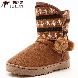 森シリーズ ウール編み物 カラーステッチ 温かい ブーツ ムートンブーツ 