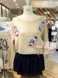 ニット セーター 女性用 ジャケット 刺繍 花柄 ショートセクション 森ガール キュート ナチュラル