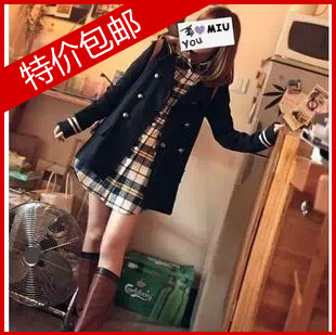 2013秋新作 韓国風 大きいサイズ アンティーク カレッジ 折り襟 ダブルブレスト ゆったり 学生 ウインドブレーカー コート