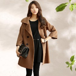 韓国風 ファッション エレガント レディス 毛織物 7分袖 コート